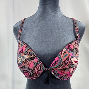 Shade & Shore Pink Paisley Tassel Underwire Swim Top